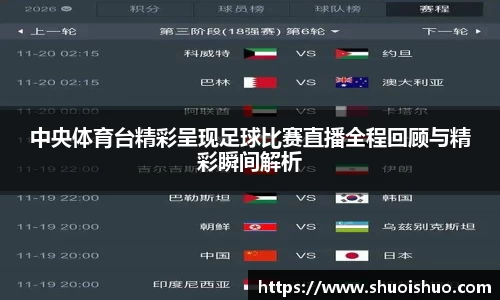 中央体育台精彩呈现足球比赛直播全程回顾与精彩瞬间解析