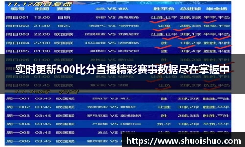 实时更新500比分直播精彩赛事数据尽在掌握中